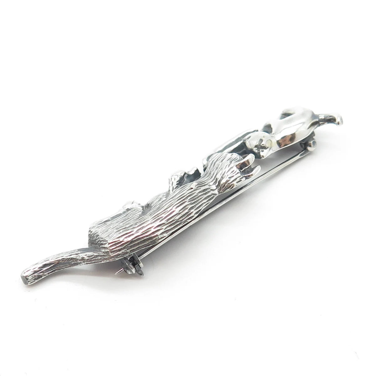 925 Sterling Silver Vintage Mexico Cat & Kitty Pin Brooch
