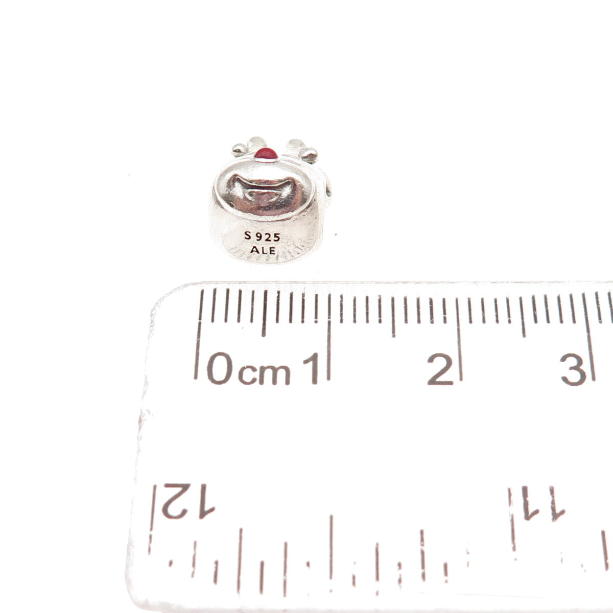 PANDORA 925 Sterling Silver Enamel Red-Nosed Reindeer Slide Bead Charm