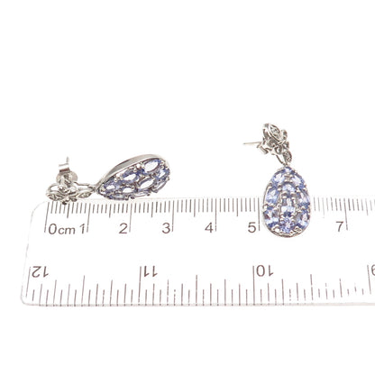 Chuck Clemency 925 Sterling Silver Real Diamond & Tanzanite Dangle Earrings
