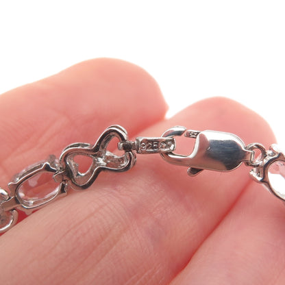 925 Sterling Silver Real Diamond Accent & White Topaz Infinity Bracelet 7.5"