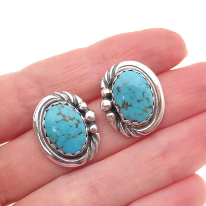 Old Pawn 925 Sterling Silver Vintage Southwestern Turquoise Tribal Earrings