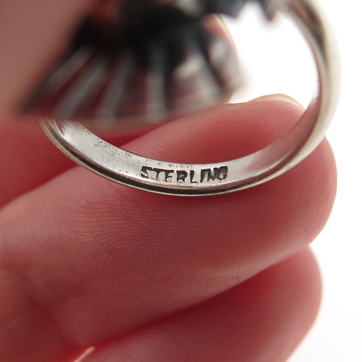 Old Pawn 925 Sterling Silver Vintage Amethyst Thunderbird Tribal Ring Size 6.5