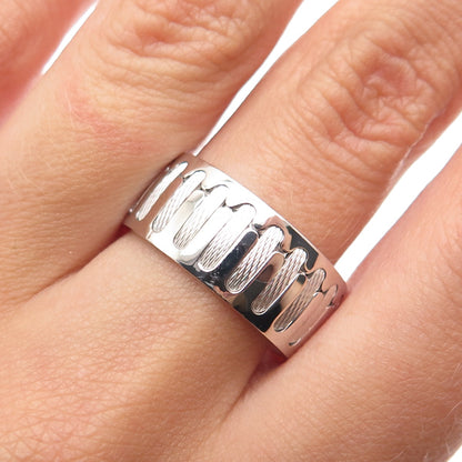 NEOS 925 Sterling Silver Textured Sewing Stitches Band Ring Size 8.75