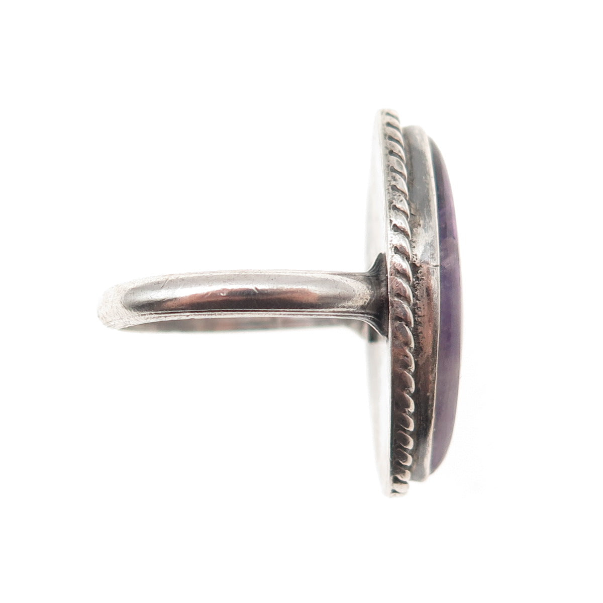 Old Pawn 925 Sterling Silver Vintage Southwestern Amethyst Tribal Ring Size 7.5