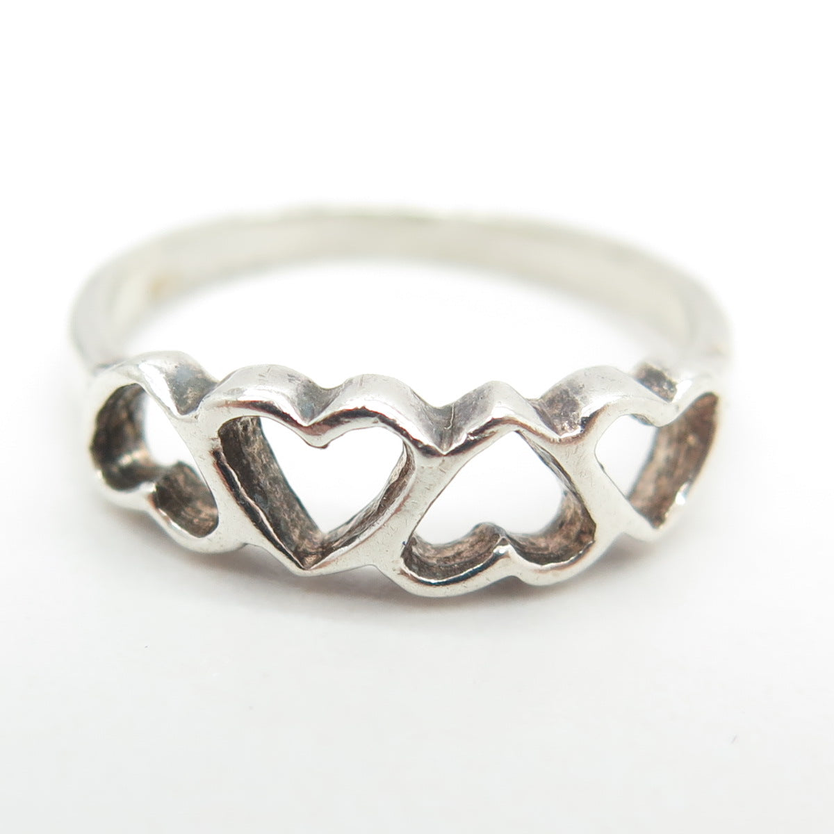 925 Sterling Silver Vintage Open Heart Ring Size 5.75