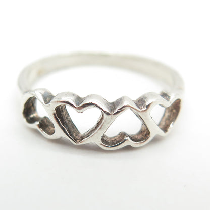 925 Sterling Silver Vintage Open Heart Ring Size 5.75