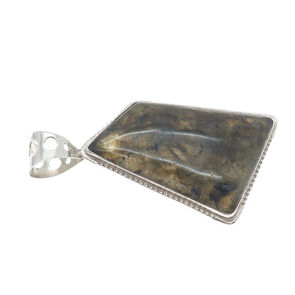 JAY KING DESERT ROSE Sterling Silver Vintage Real Labradorite Modernist Pendant