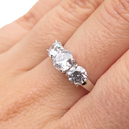 925 Sterling Silver Round-Cut C Z Promise Ring Size 8