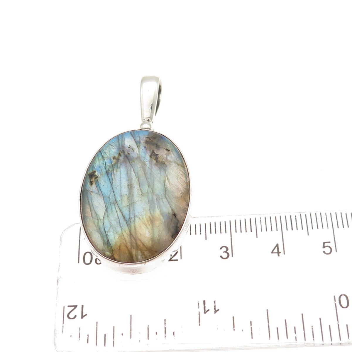 SAJEN 925 Sterling Silver Vintage Real Oval-Cut Labradorite Pendant
