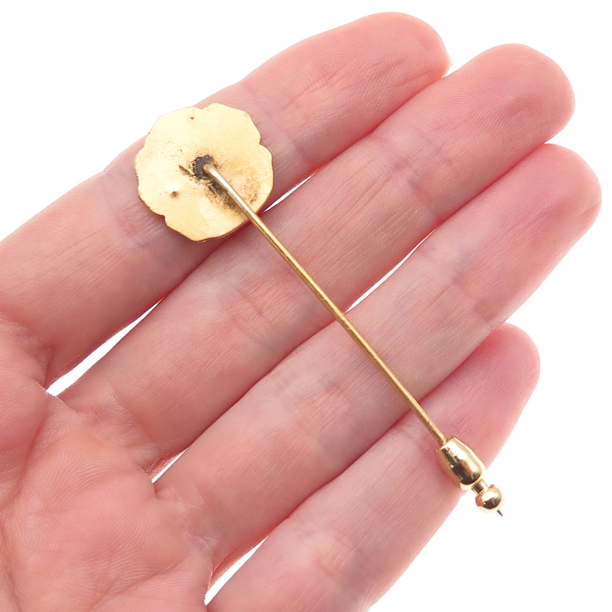 Gold Filled Antique Art Deco Rhinestone Japanese Geisha Lapel Pin