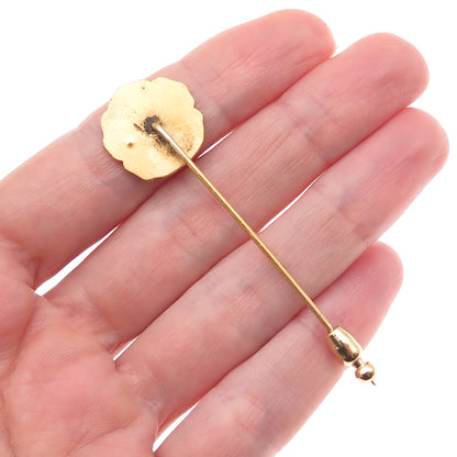 Gold Filled Antique Art Deco Rhinestone Japanese Geisha Lapel Pin