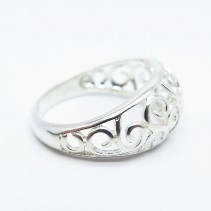 925 Sterling Silver Swirl Ornate Ring Size 8.25
