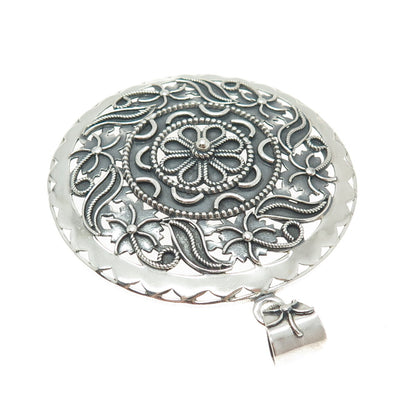DOUG PAULUS 925 Sterling Silver Vintage Flower Oxidized Pendant