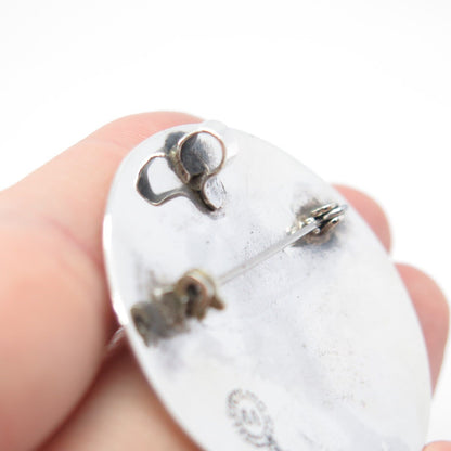 925 Sterling Silver Vintage Mexico Taxco Abalone Shell Aries Zodiac Sign Brooch