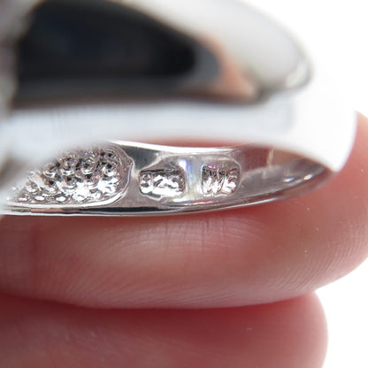 925 Sterling Silver White & Pink C Z Wide Domed Ring Size 8.25