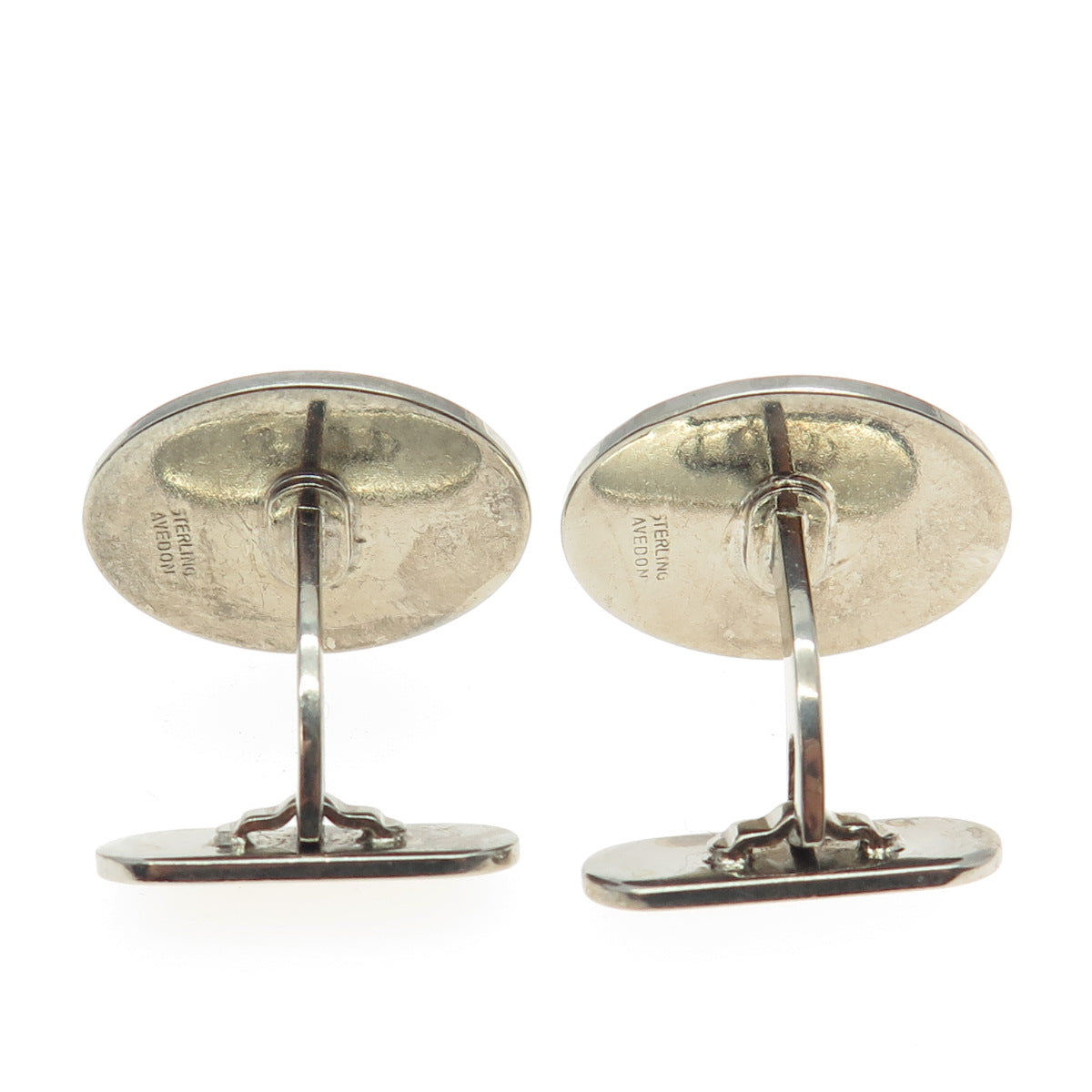 AVEDON 925 Sterling Silver Vintage Engravable Oval Cufflinks