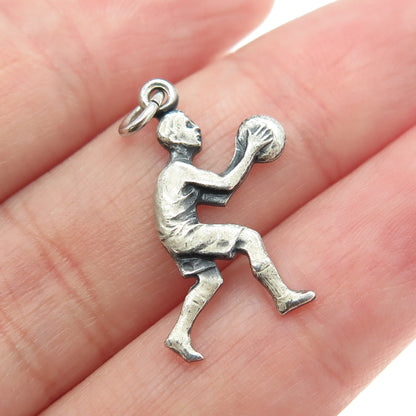 925 Sterling Silver Vintage Basketball Player Pendant