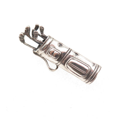 Beau 925 Sterling Silver Vintage Golf Club Oxidized Pin Brooch