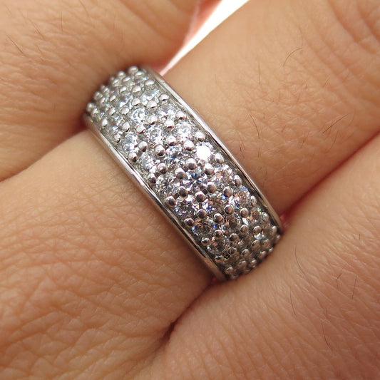 925 Sterling Silver Round-Cut C Z Band Ring Size 8.25