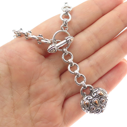 JOHN HARDY 18K Gold 925 Sterling Silver Vintage Heart Rolo Chain Necklace 16"