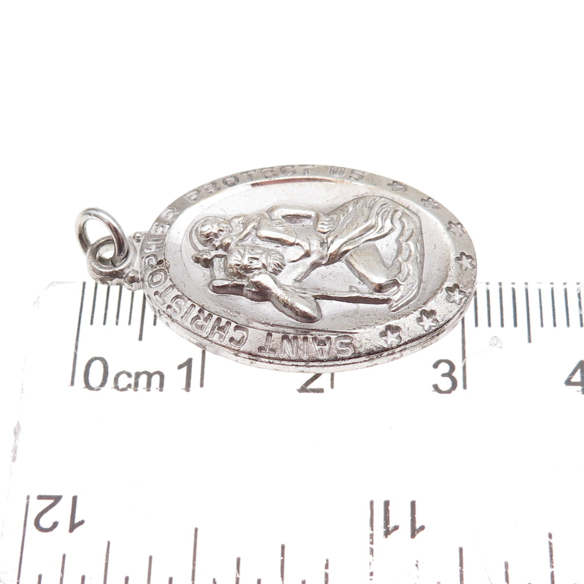 925 Sterling Silver Vintage St. Christopher Religious Charm Pendant