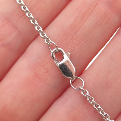 925 Sterling Silver Real Round-Cut Diamond Heart & Key Chain Necklace 18"