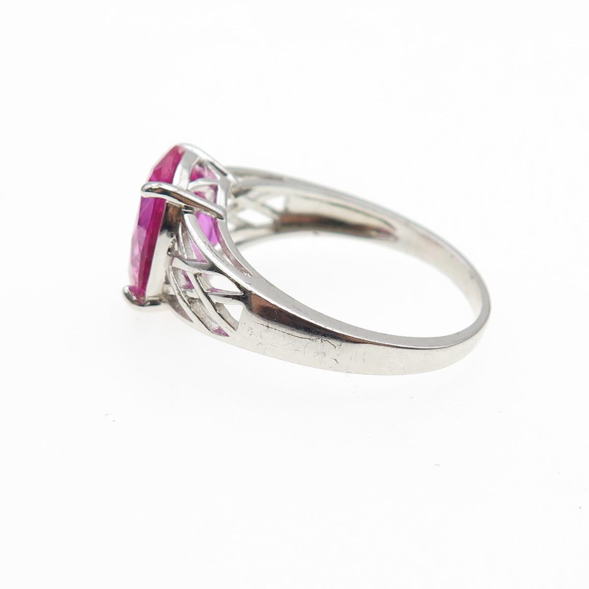 925 Sterling Silver Real Oval-Cut Pink Topaz Ring Size 8.75