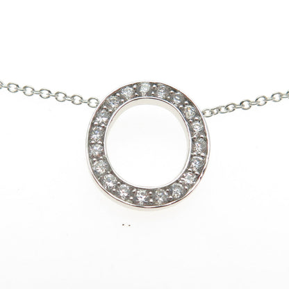 925 Sterling Silver Round-Cut C Z Circle of Life Cable Chain Necklace 18-20"