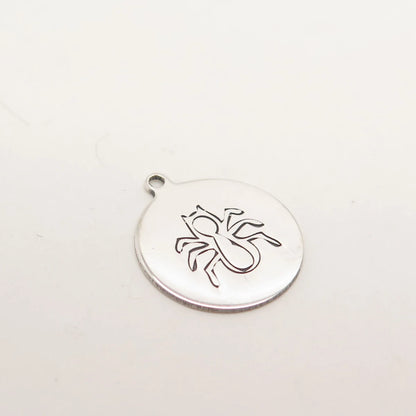925 Sterling Silver USA Two In Town Spider Charm Pendant