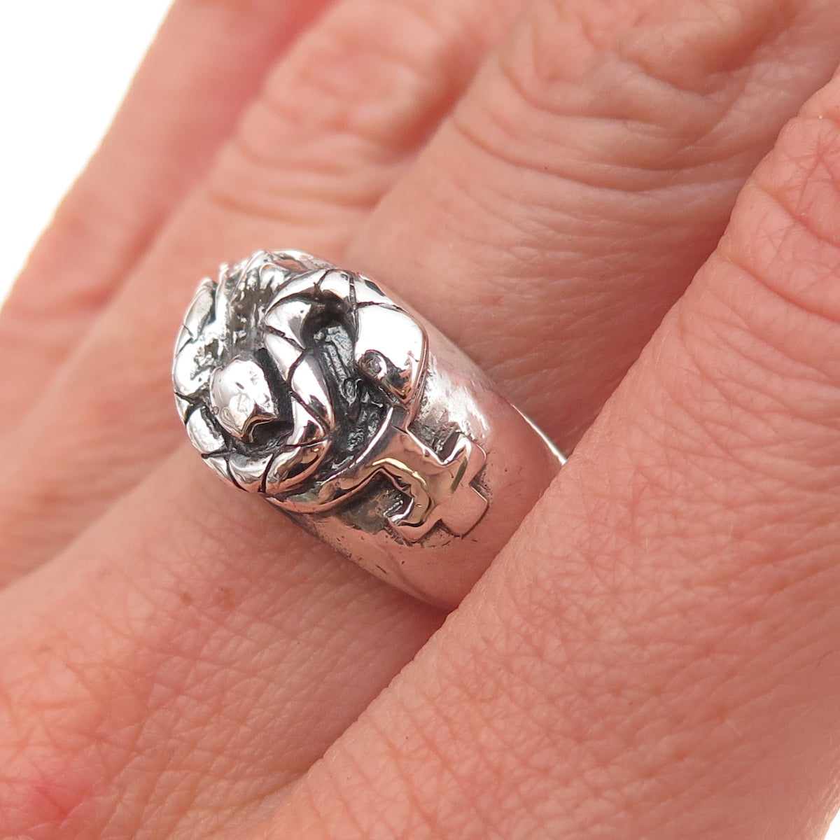 925 Sterling Silver Vintage Snake Oxidized Ring Size 7