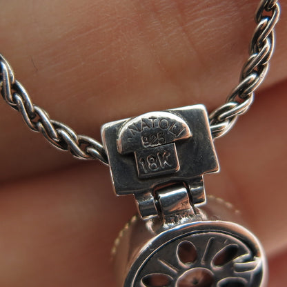 ANATOLI 925 Sterling Silver 18K Gold Real Green Amethyst Chain Necklace 18"