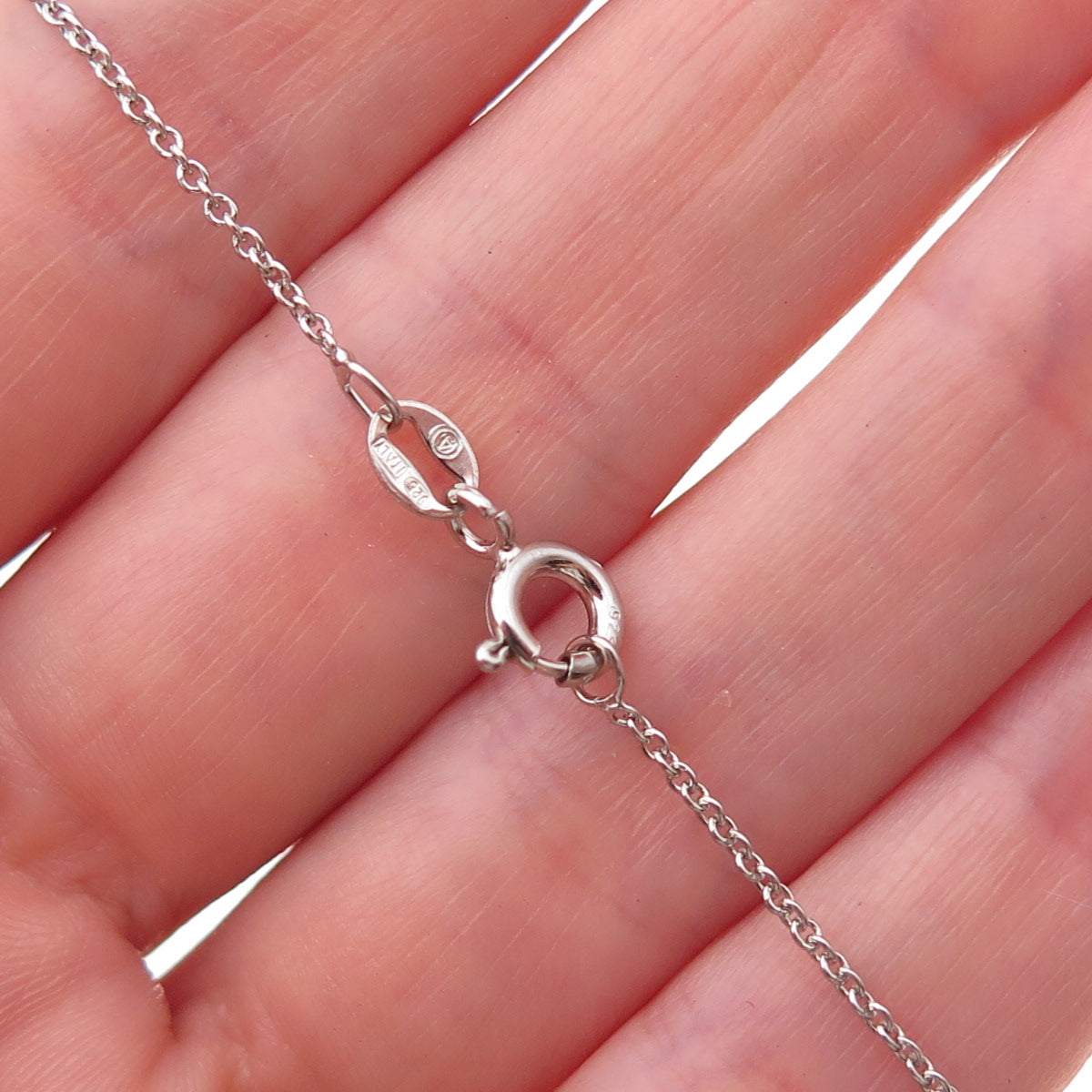 Joseph Schmid 925 Sterling Silver Real Green Diamond Cable Chain Necklace 18"