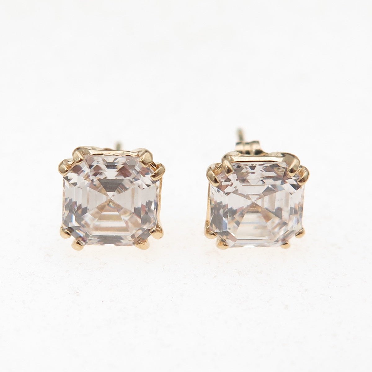 Jacmel Mauritius 14K Gold Asscher-Cut C Z Stud Earrings