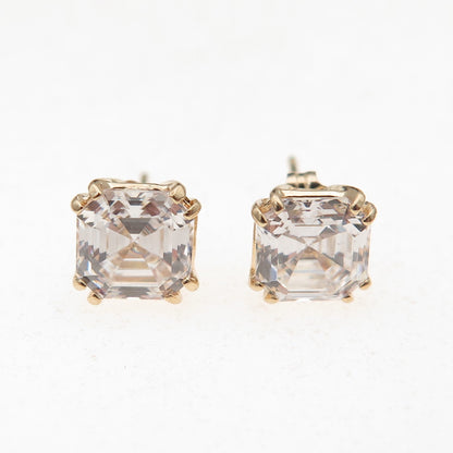 Jacmel Mauritius 14K Gold Asscher-Cut C Z Stud Earrings