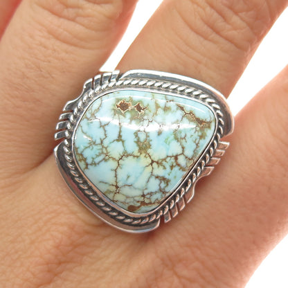 Pete Sanchez Isleta Old Pawn Sterling Silver Vintage Turquoise Ring Size 12.25