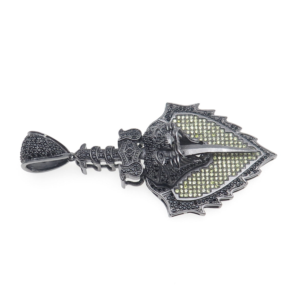 925 Sterling Silver Black Rhodium Round-Cut Multi-Color C Z Panther Pendant