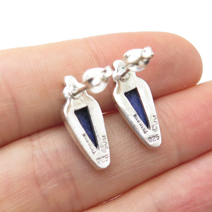 JM DESIGNS 925 Sterling Silver Vintage Real Lapis Lazuli Earrings