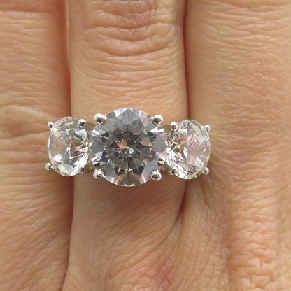 925 Sterling Silver Round-Cut C Z Engagement Ring Size 5