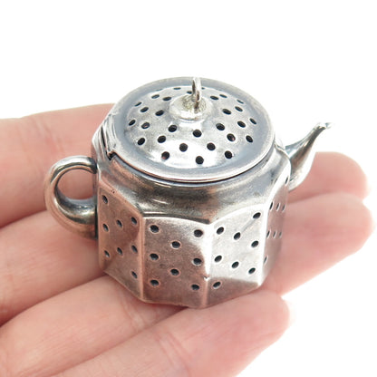 AMCRAFT Attleboro Mass 925 Sterling Silver Antique Teapot Tea Diffuser Strainer