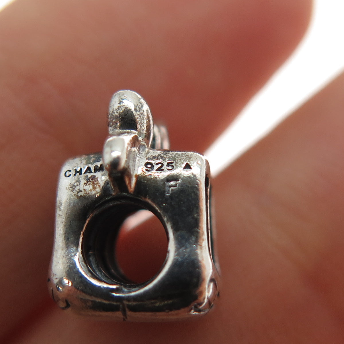 CHAMILIA 925 Sterling Silver Ballet Bow Shoes Slide Bead Charm