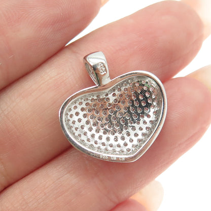 925 Sterling Silver Round-Cut C Z Puffy Heart Pendant