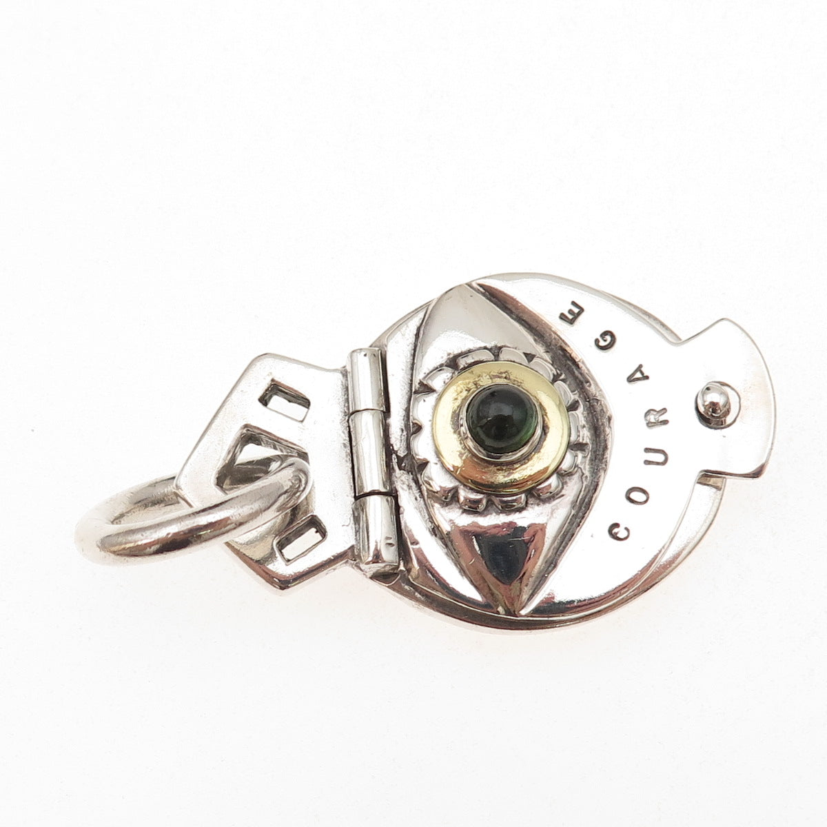 Kara Varian Baker Sterling Silver Vintage Real Peridot Courage Locket Pendant