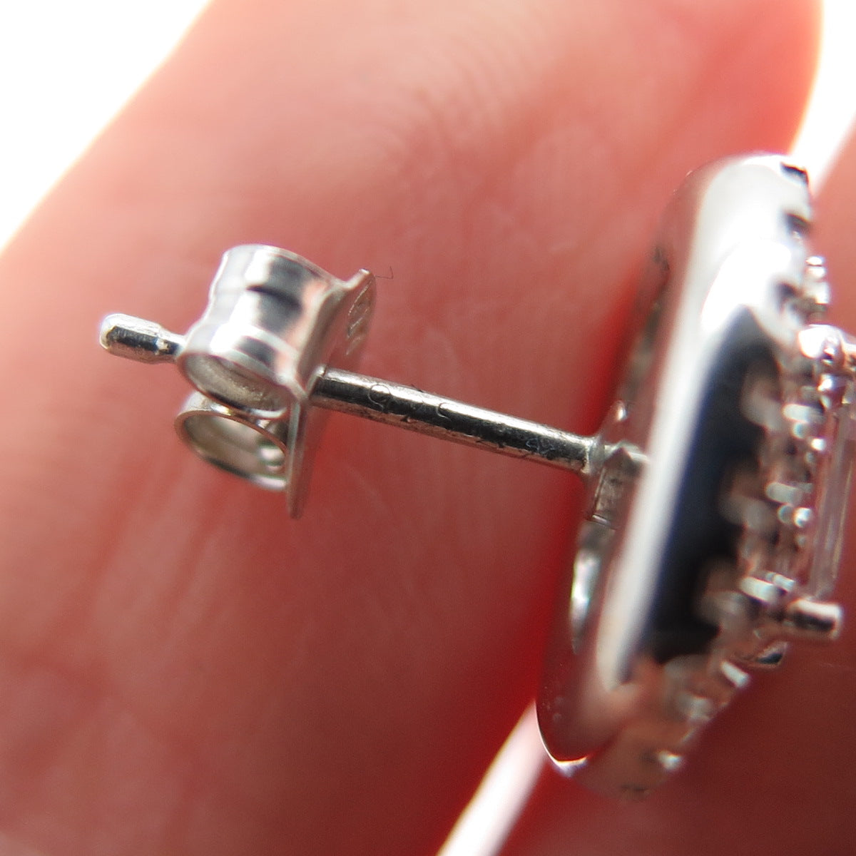 925 Sterling Silver Emerald-Cut C Z Cushion Stud Earrings