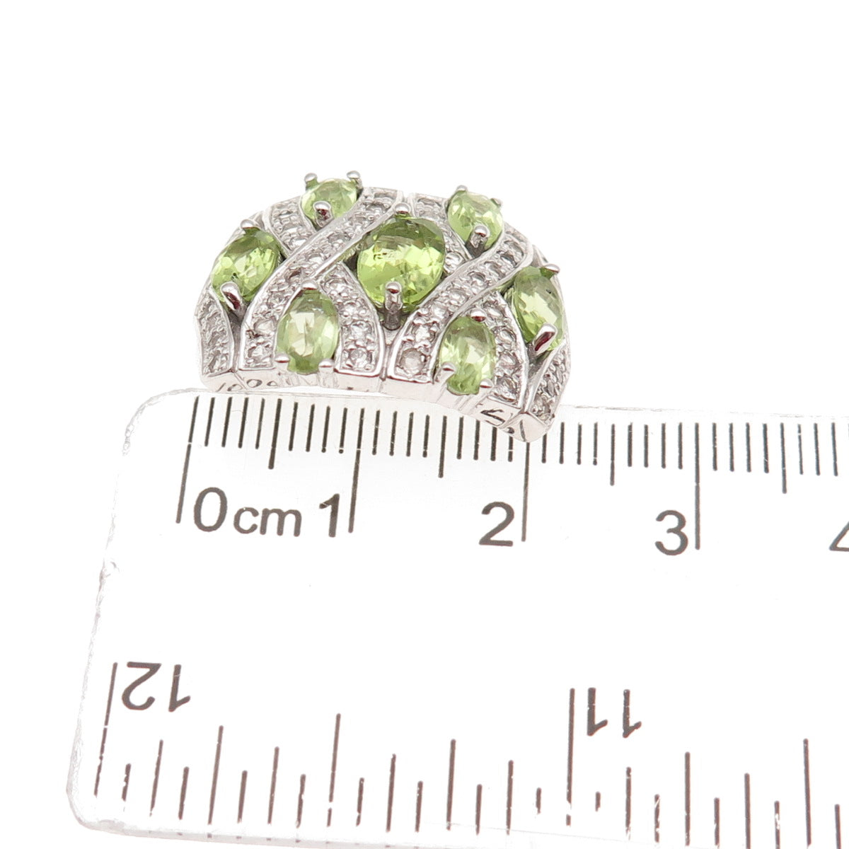 925 Sterling Silver Real Peridot & White Topaz Slide Charm Pendant
