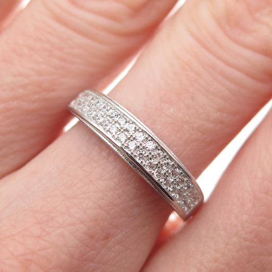 925 Sterling Silver Round-Cut C Z Sparkle Band Ring Size 7
