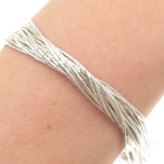 Old Pawn 925 Sterling Silver Vintage Multi-Strand Liquid Chain Bracelet 6.75"