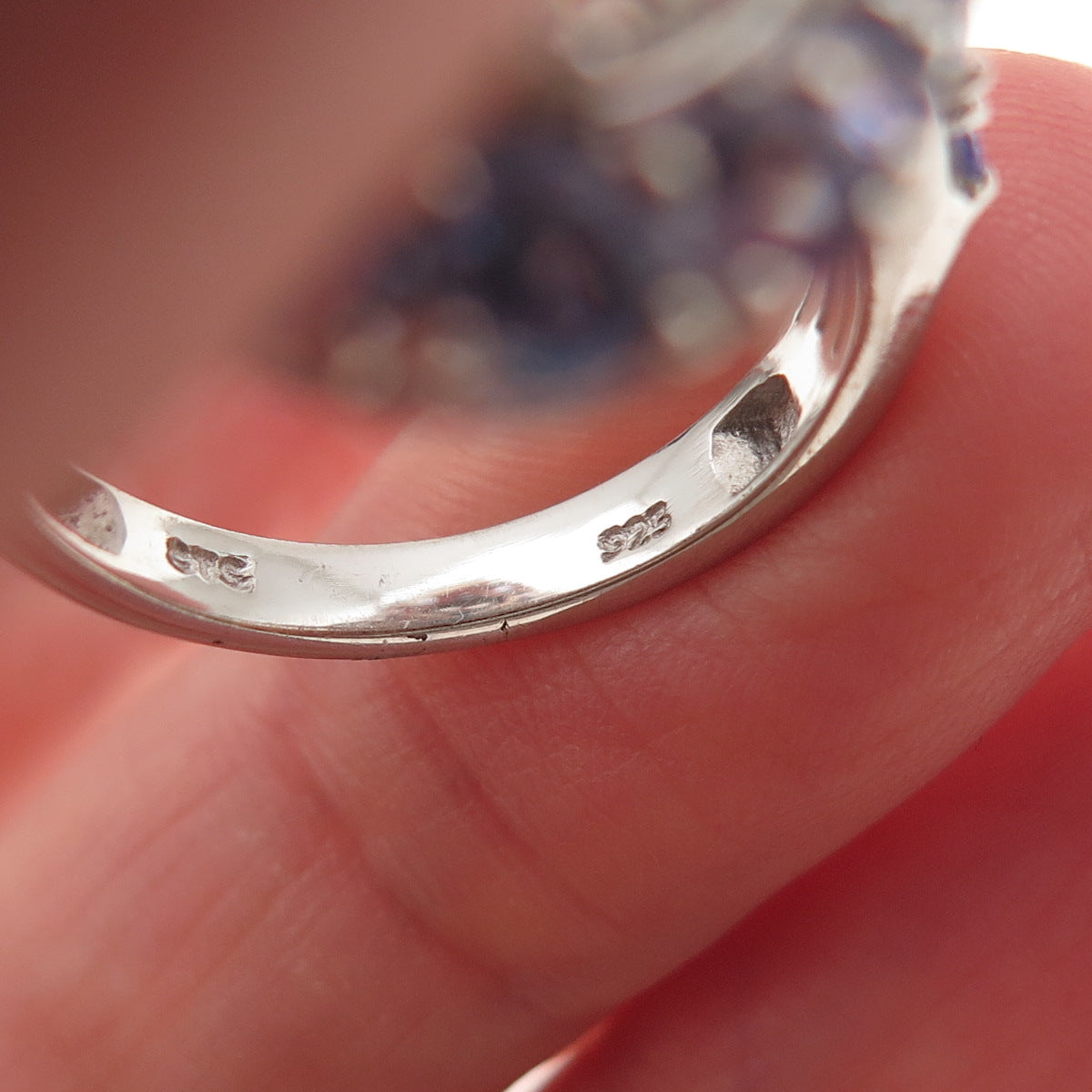 Chuck Clemency 925 Sterling Real Turquoise Tanzanite White Topaz Ring Size 8.25