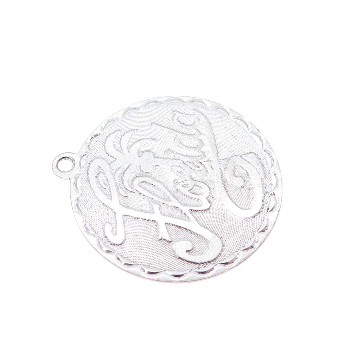 CREA 925 Sterling Silver Vintage Florida Round Tag Charm Pendant