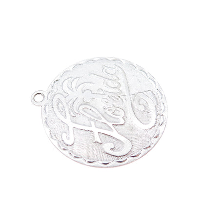 CREA 925 Sterling Silver Vintage Florida Round Tag Charm Pendant
