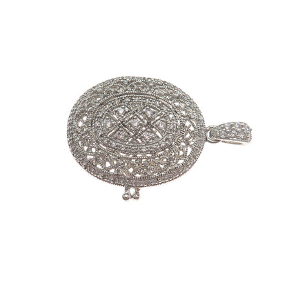 925 Sterling Silver Round-Cut C Z Locket Charm Pendant